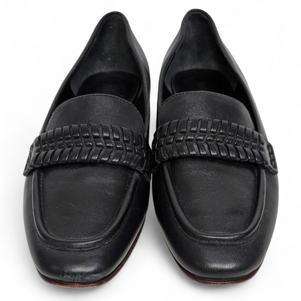 Veronica Beard‎ Arlie Black Nappa Leather Braided Loafers Italy 6.5M GUC